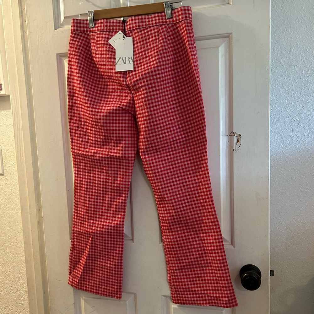 Zara Red Gingham Kids Pants - Picture 3 of 3